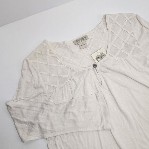 Lucky Brand Cream‎ Checkered Raised Textured Pattern Women's Size M - NWT - Picture 3 of 6